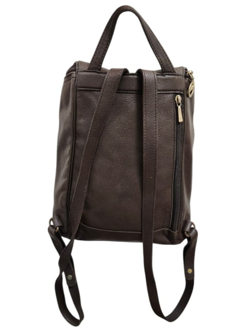 Longchamp Leather Backpack Brown Pebbled Leather Travel Daypack Convertible Bag - Picture 5 of 16
